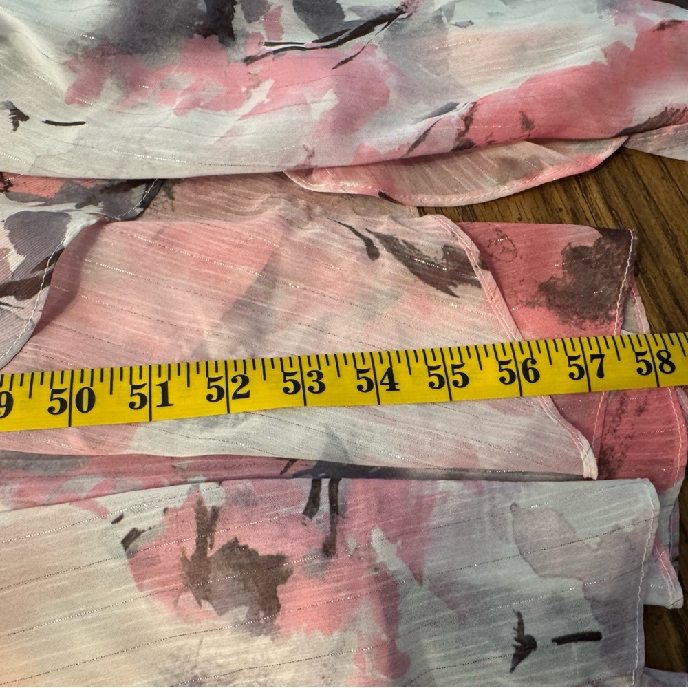 R & M Richard’s Watercolor Floral Sleeveless Maxi Dress Pink/gray EUC  Size 14W - Picture 11 of 12